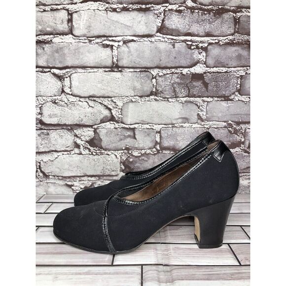 Taryn Rose Black Textile Leather Trim Closed High Heels Women’s Sz 39EU/8.5M US - Picture 12 of 16